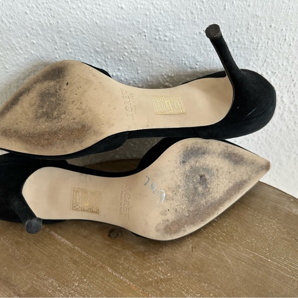 J Crew Elsie D'Orsay Suede Black High Heels Size 8 - Picture 8 of 13